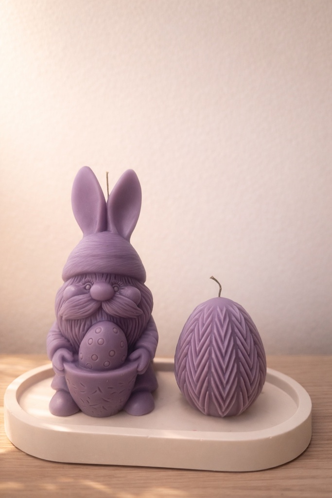Set Of Bunny Egg + Egg candle + plate