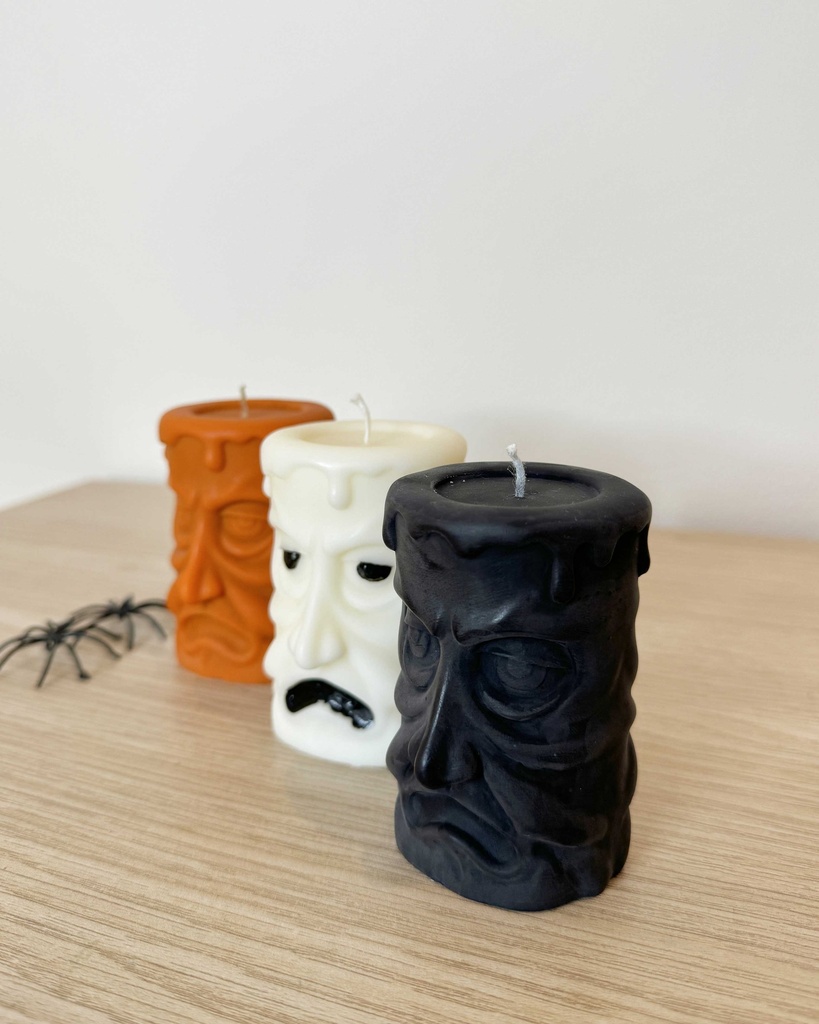 Scary ghost face candle