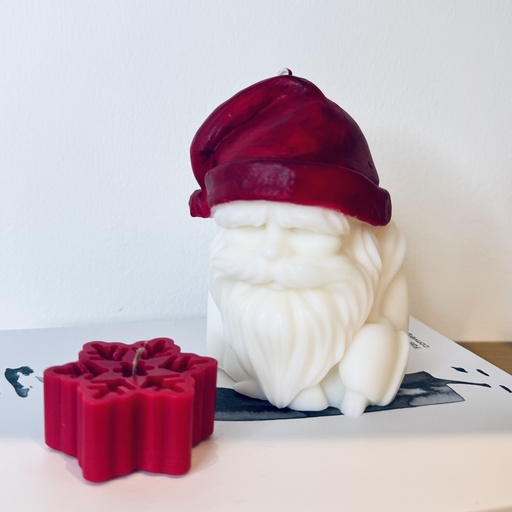 Set Of Santa Head candle + Snowflake