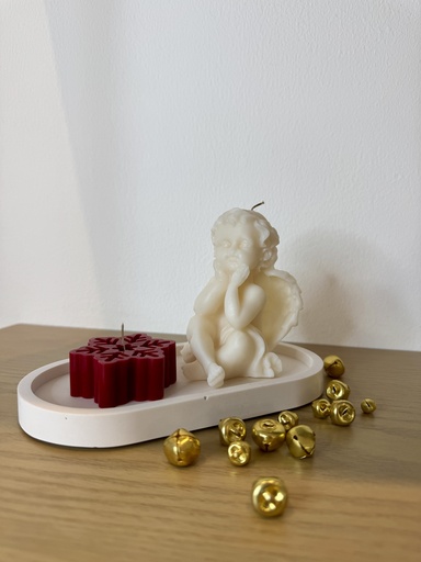 Set of Angle candle + Snowflake + Oval plate